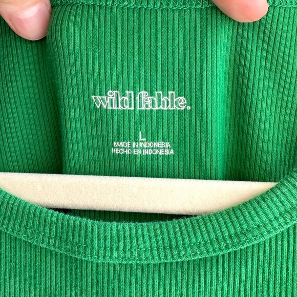 wild fable Bright Green Cropped Ribbed Racerback Tank Top, Size Large - Picture 12 of 15